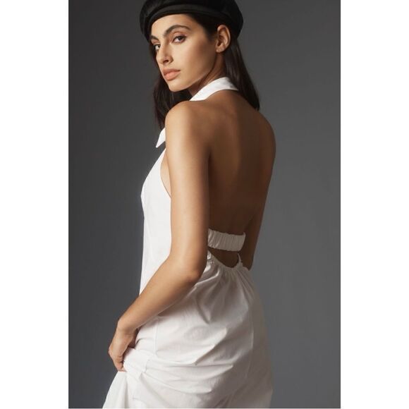 NEW Anthropologie Maeve White Sleeveless Collared Button Front Midi Dress Meidum - Picture 4 of 5